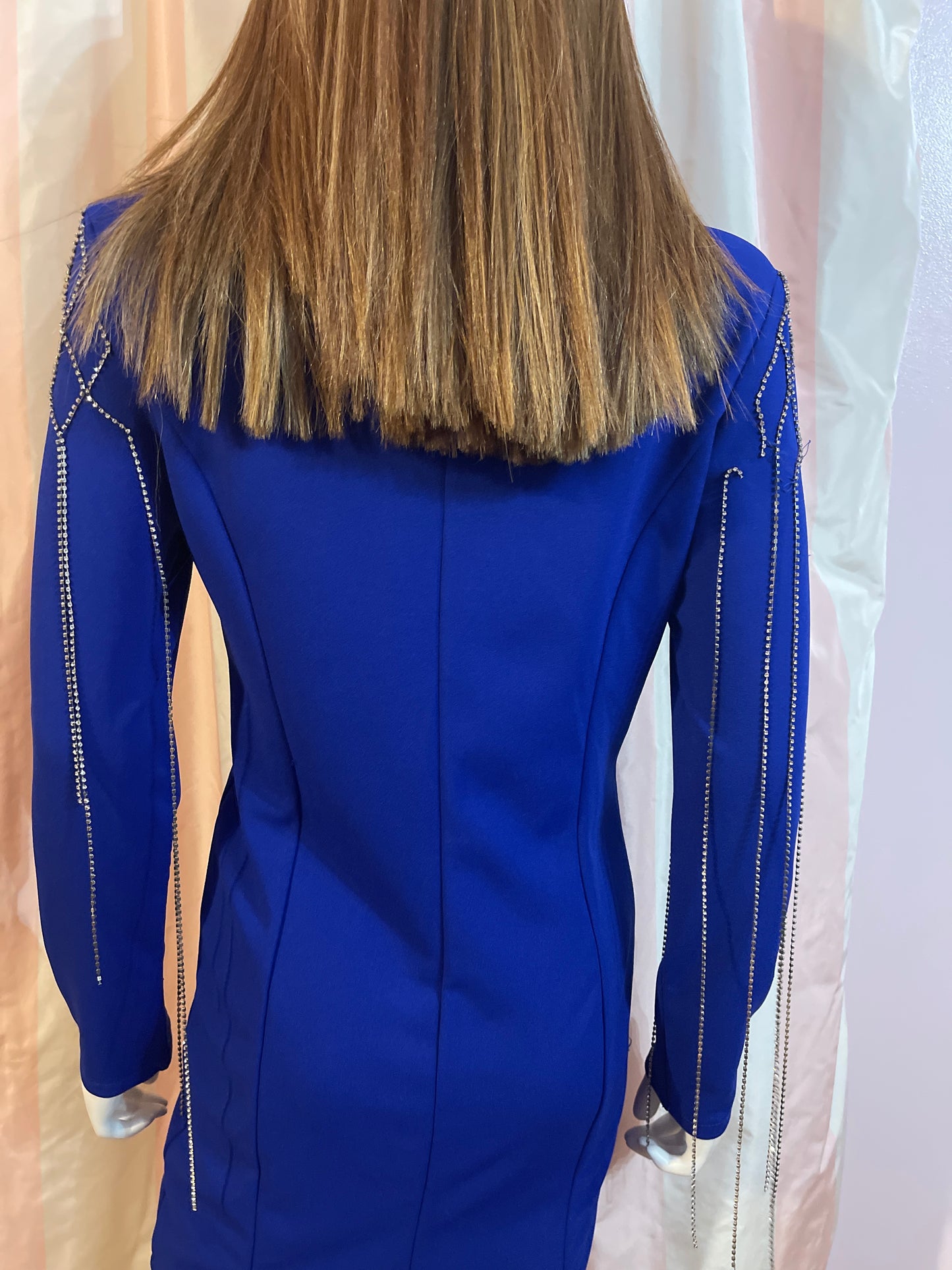 Vintage Royal Blue zip front coat dress