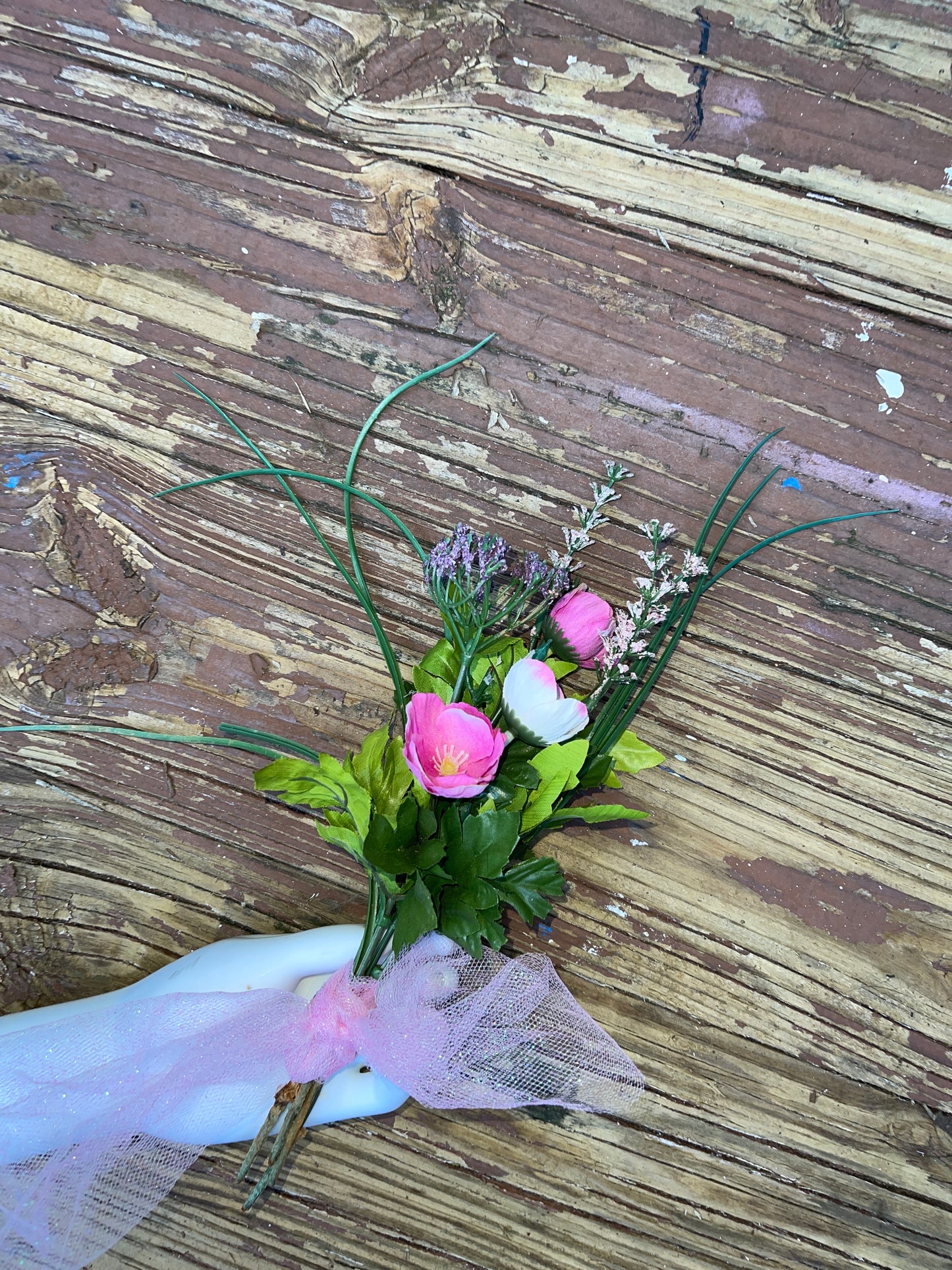 FLOWERS RENTAL FLORAL BRIDAL BOUQUET WHITE PINK small wildflowers
