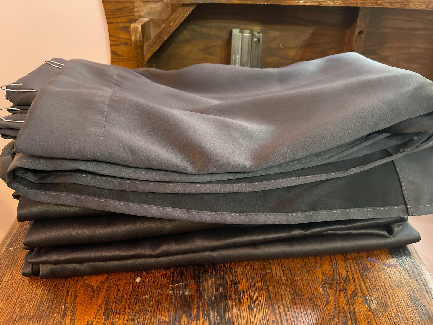 RENTAL DARK GRAY SATIN BLACKOUT CURTAINS
