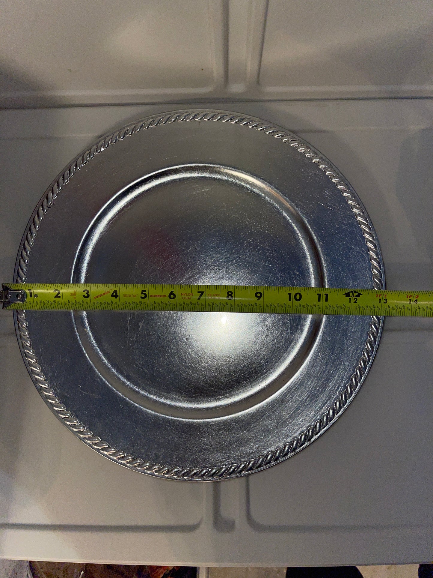 RENTAL SILVER GILT CLASSIC ROPE ORNATE PLATE CHARGER