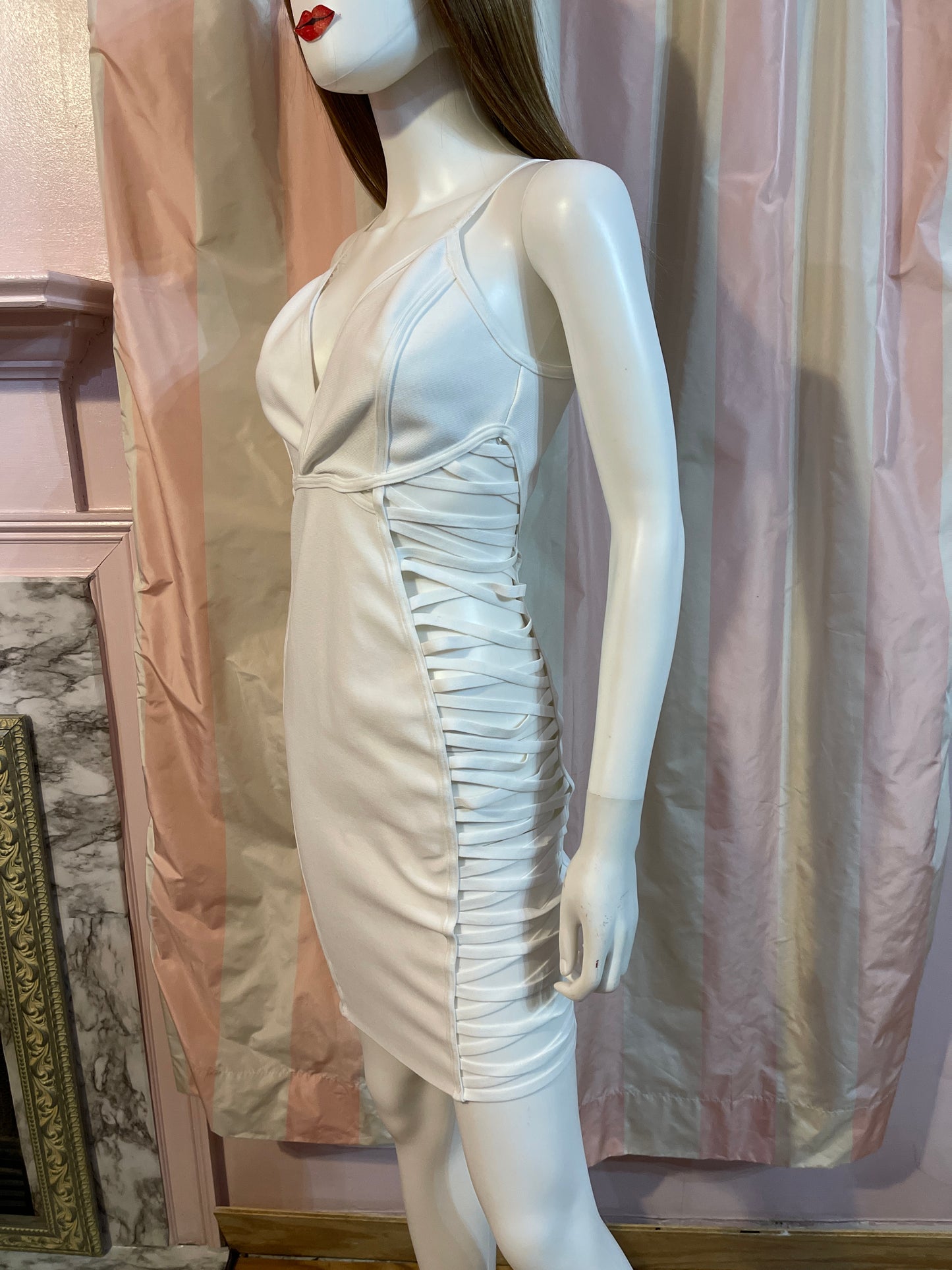 White Plunge Open Sides Bodycon Dress