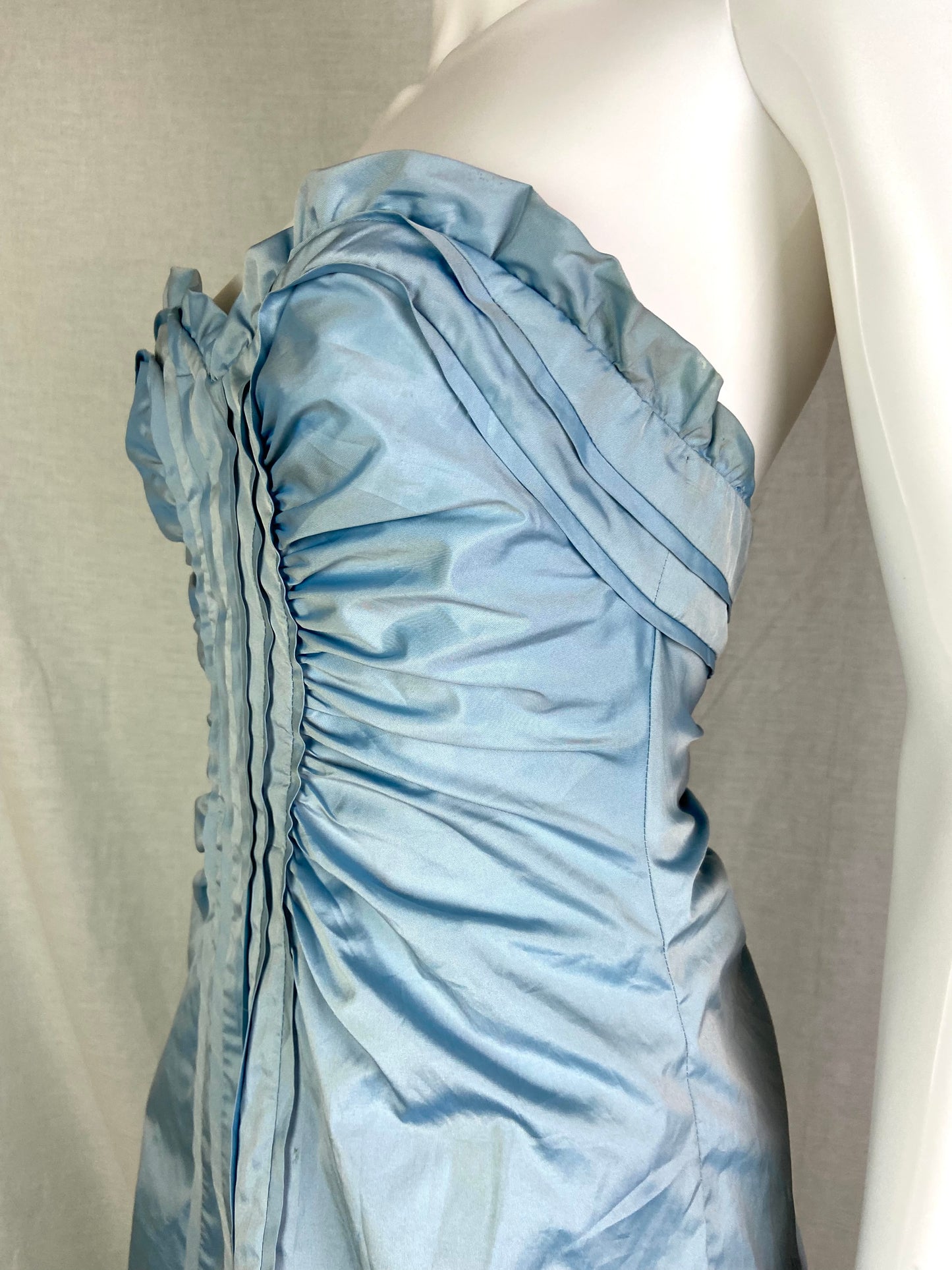 BCBG Light Blue Strapless Bustier Cocktail Dress ABBY ESSIE STUDIOS