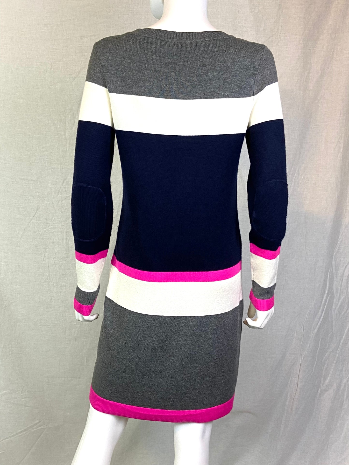 VINCE CAMUTO Gray Pink Striped Sweater Dress Medium ABBY ESSIE STUDIOS