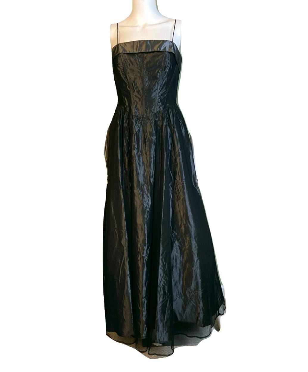 NWT Gunmetal Black & Sheer Bustier Victorian Goth Gown Abby Essie