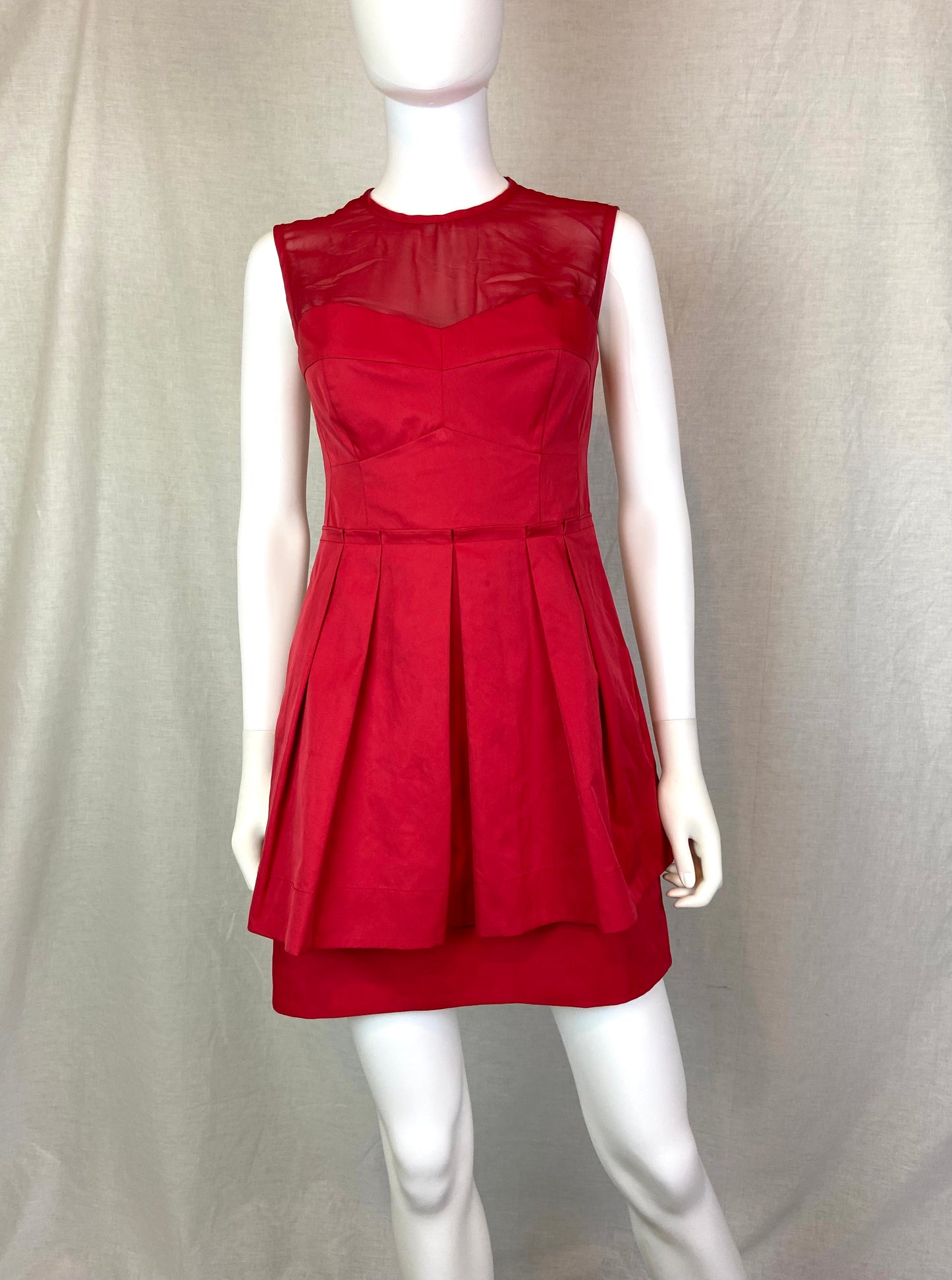 NANETTE LEPORE Red Sheer Peplum Dress 2 ABBY ESSIE STUDIOS