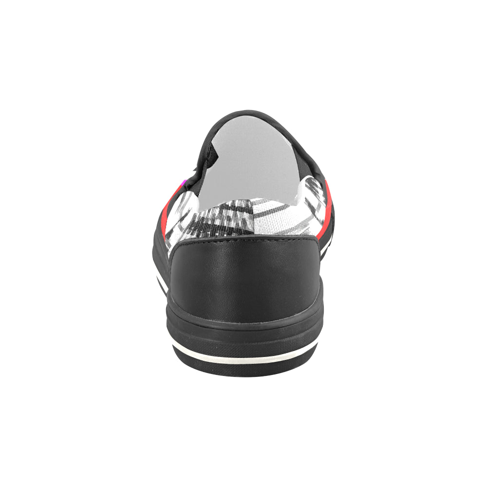 7 IMG_3845.JPG 2 white black border Women's Slip-on Canvas Shoes/Large Size (Model 019) e-joyer