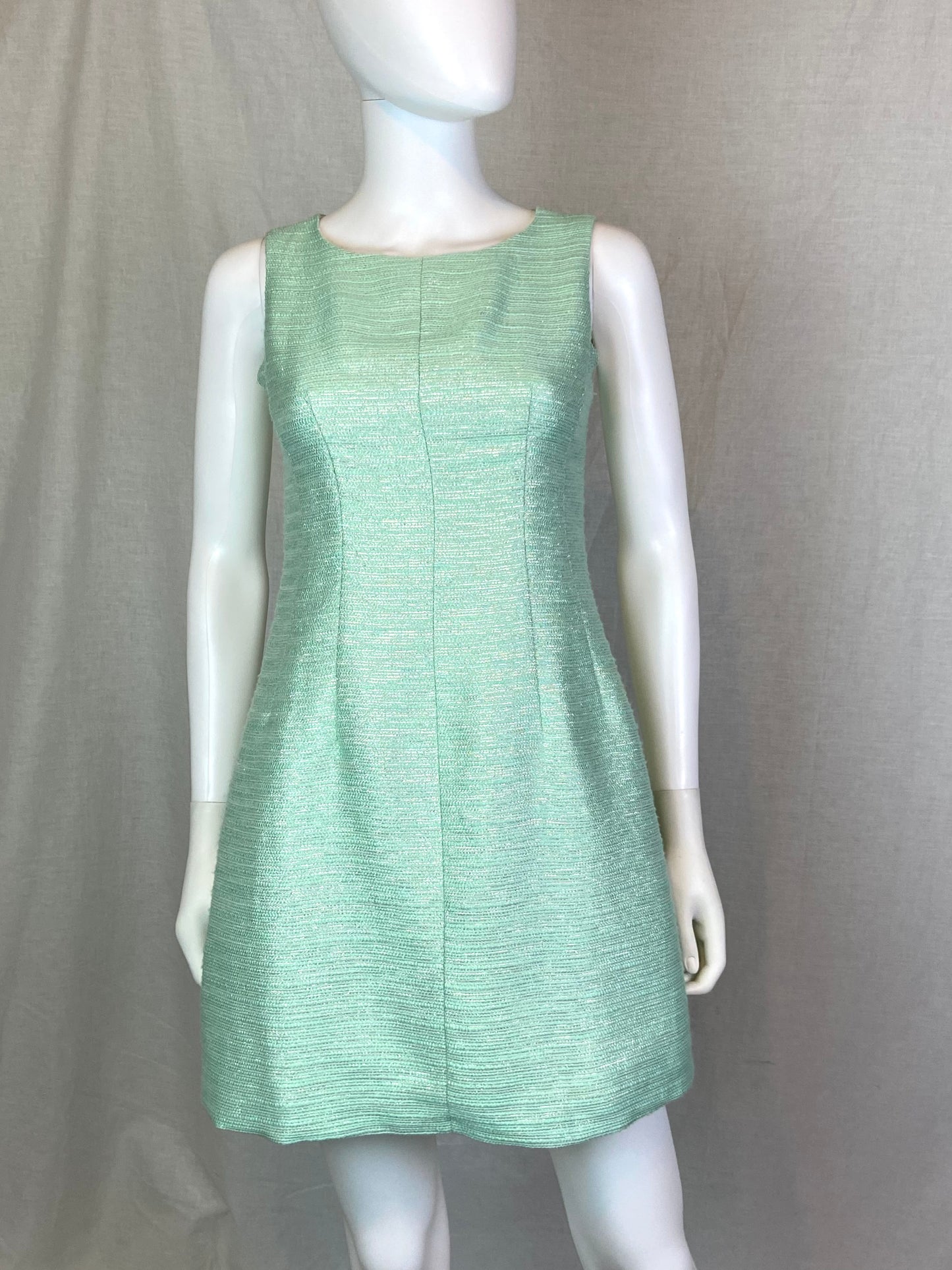 MIAMI Lime Green Metallic Shift Dress XXS