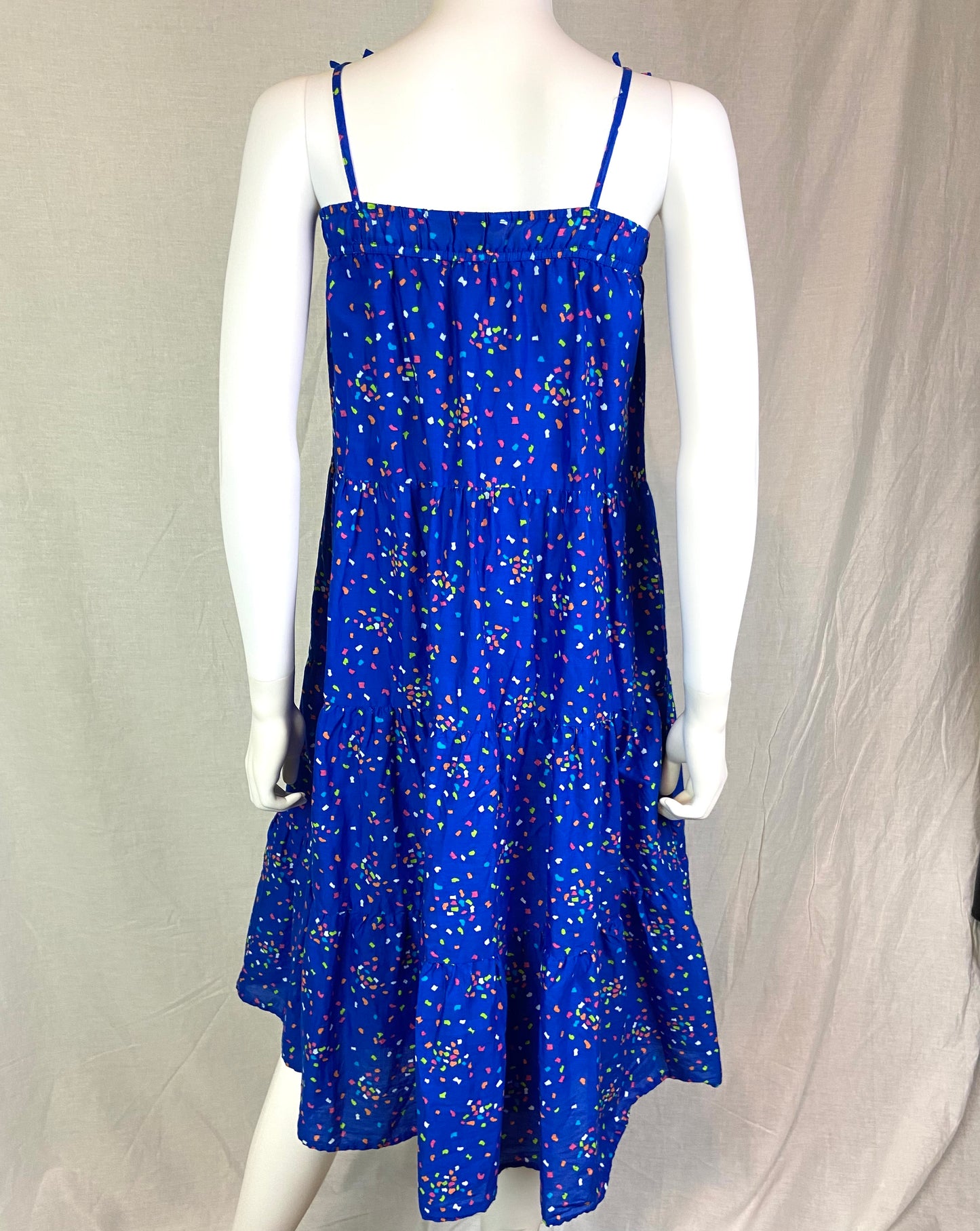 LAND’s END Blue Neon Geometric Sun Dress Medium 10-12 ABBY ESSIE STUDIOS