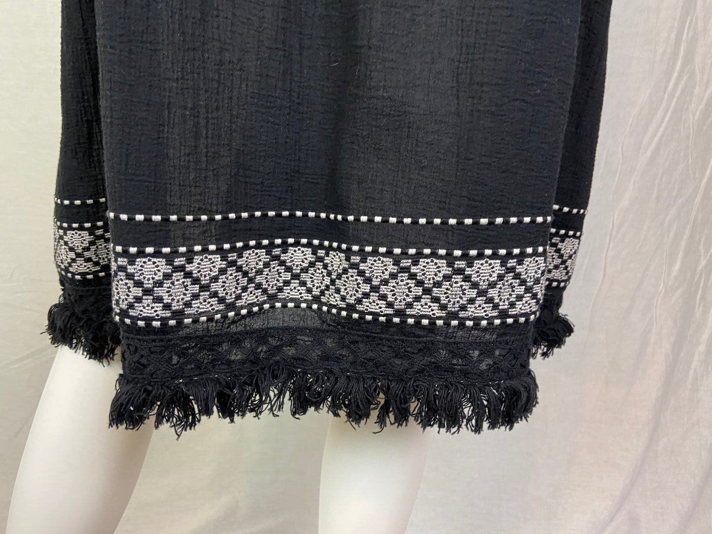 J CREW Black Tank Fringe Dress Coverup XL