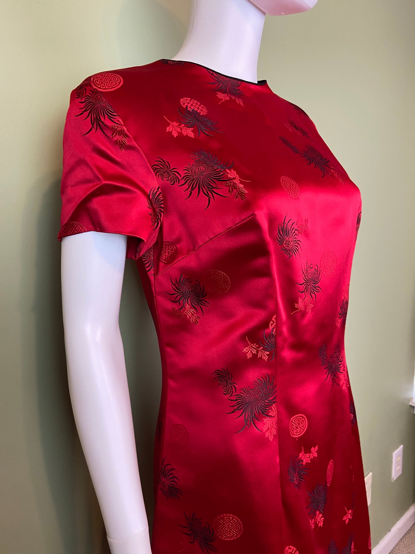 VIntage Hope Brothers Bespoke Red Satin Suit Dress SUGA LANE