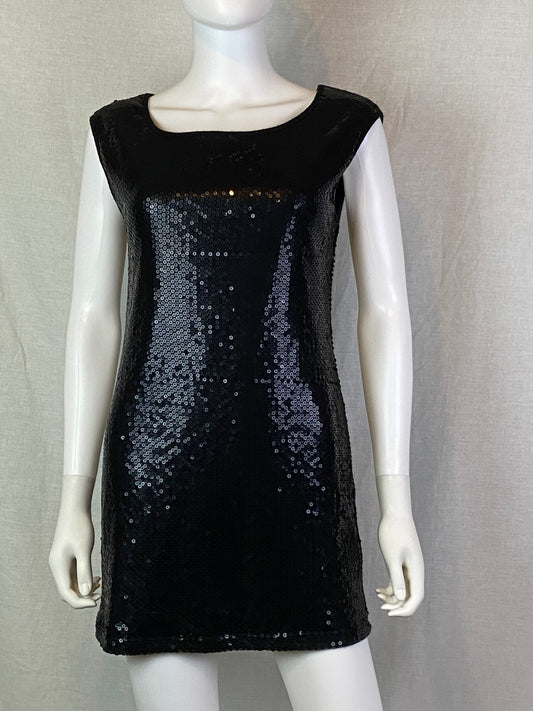 XXI Black Sequin Sheath Cocktail Mini Dress ABBY ESSIE STUDIOS
