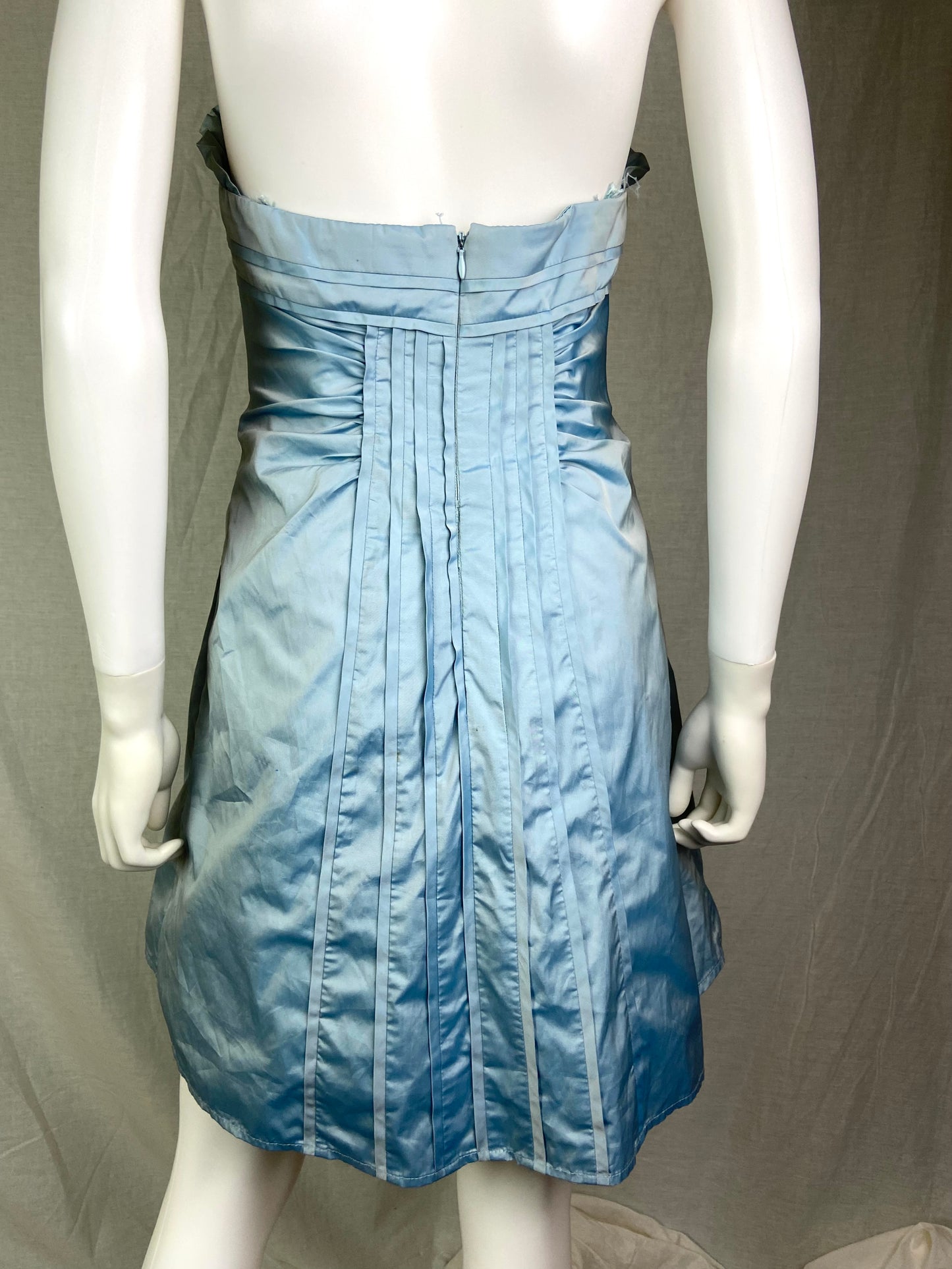 BCBG Light Blue Strapless Bustier Cocktail Dress ABBY ESSIE STUDIOS