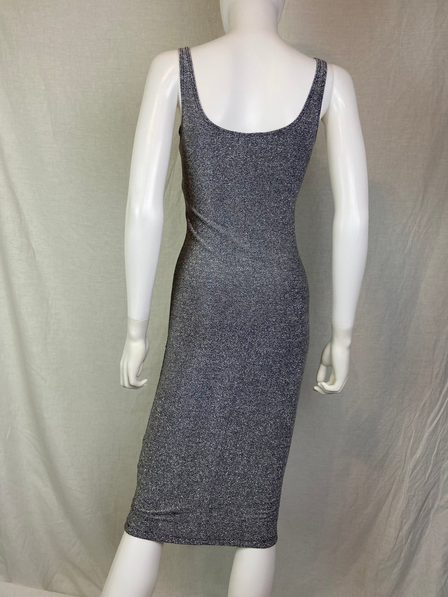 Forever 21 Silver Glitter Stretch Tank Cocktail Dress NWT ABBY ESSIE STUDIOS