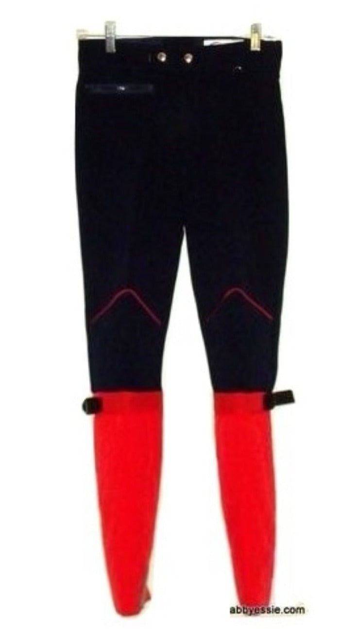 Vintage Subello Navy Blue Red Ski Pants James Bond 70s Swiss Size 28 Small Abby Essie