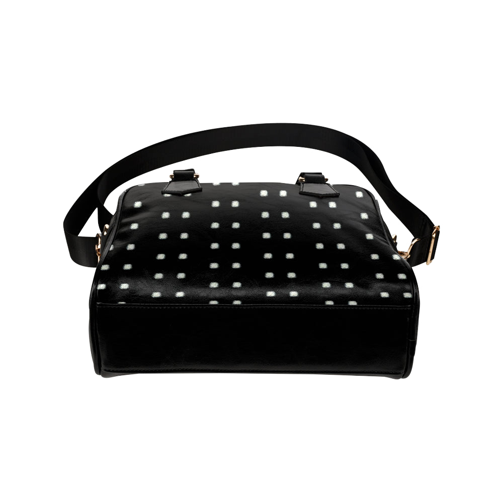 Polka Stripe Leather Satchel Bag e-joyer