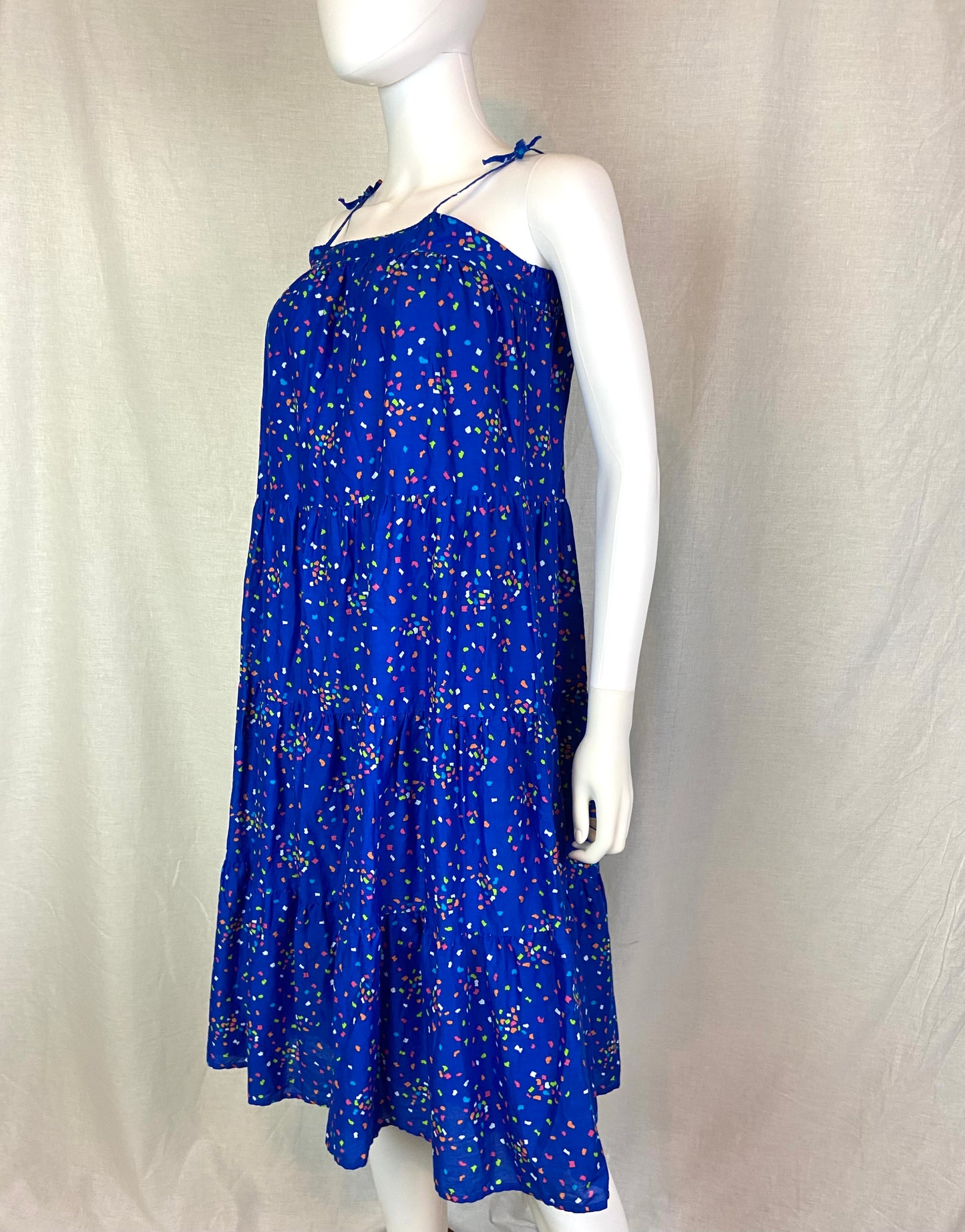 LAND’s END Blue Neon Geometric Sun Dress Medium 10-12 ABBY ESSIE STUDIOS