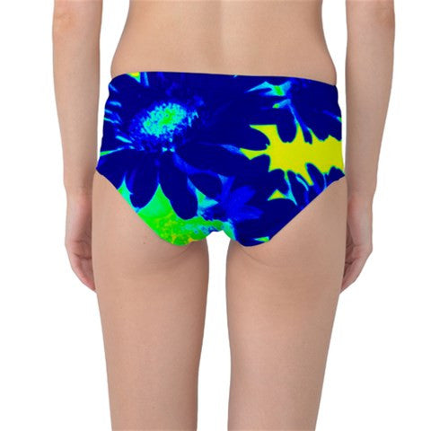 Suga Lane Floral Deviant Yellow Blue Lime Mid Waist Bikini Swim Bottoms ABBY ESSIE