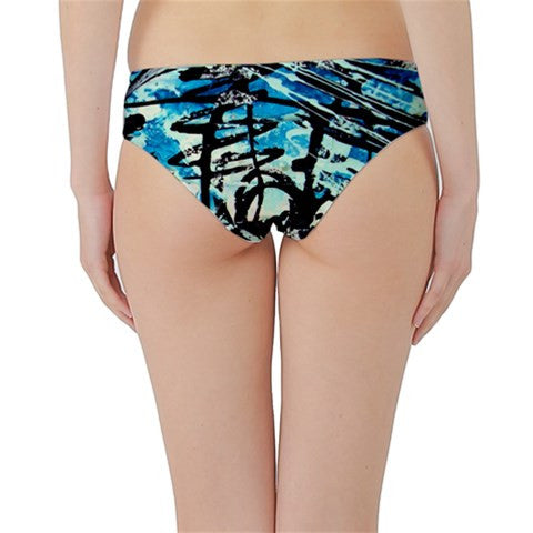 Suga Lane Freedom Abstract Blue Black Hipster Bikini Bottoms ABBY ESSIE