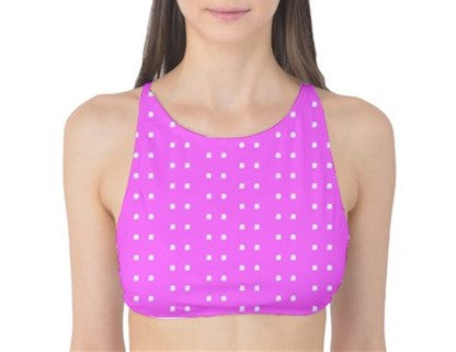 Suga Lane Pink Polka Dot Tank Bikini Top ABBY ESSIE