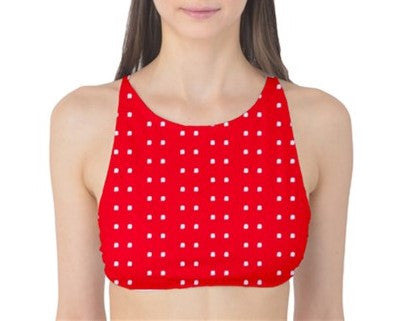 Suga Lane Red Polka Dot Tank Bikini Top ABBY ESSIE