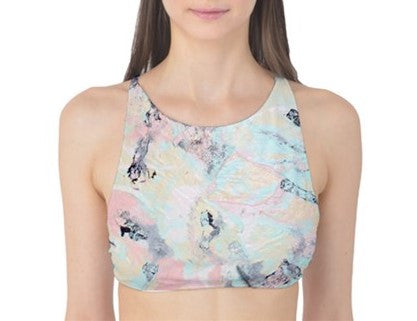 Suga Lane September Collage Blue Pink Tank Bikini Top ABBY ESSIE