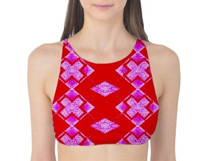 Suga Lane Red Pink Exes Tank Bikini Top ABBY ESSIE