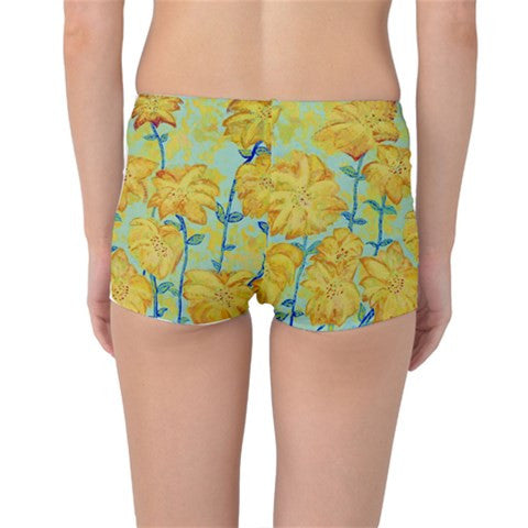 Suga Lane Retro Yellow Floral Fireworks Boyleg Bikini Bottom ABBY ESSIE