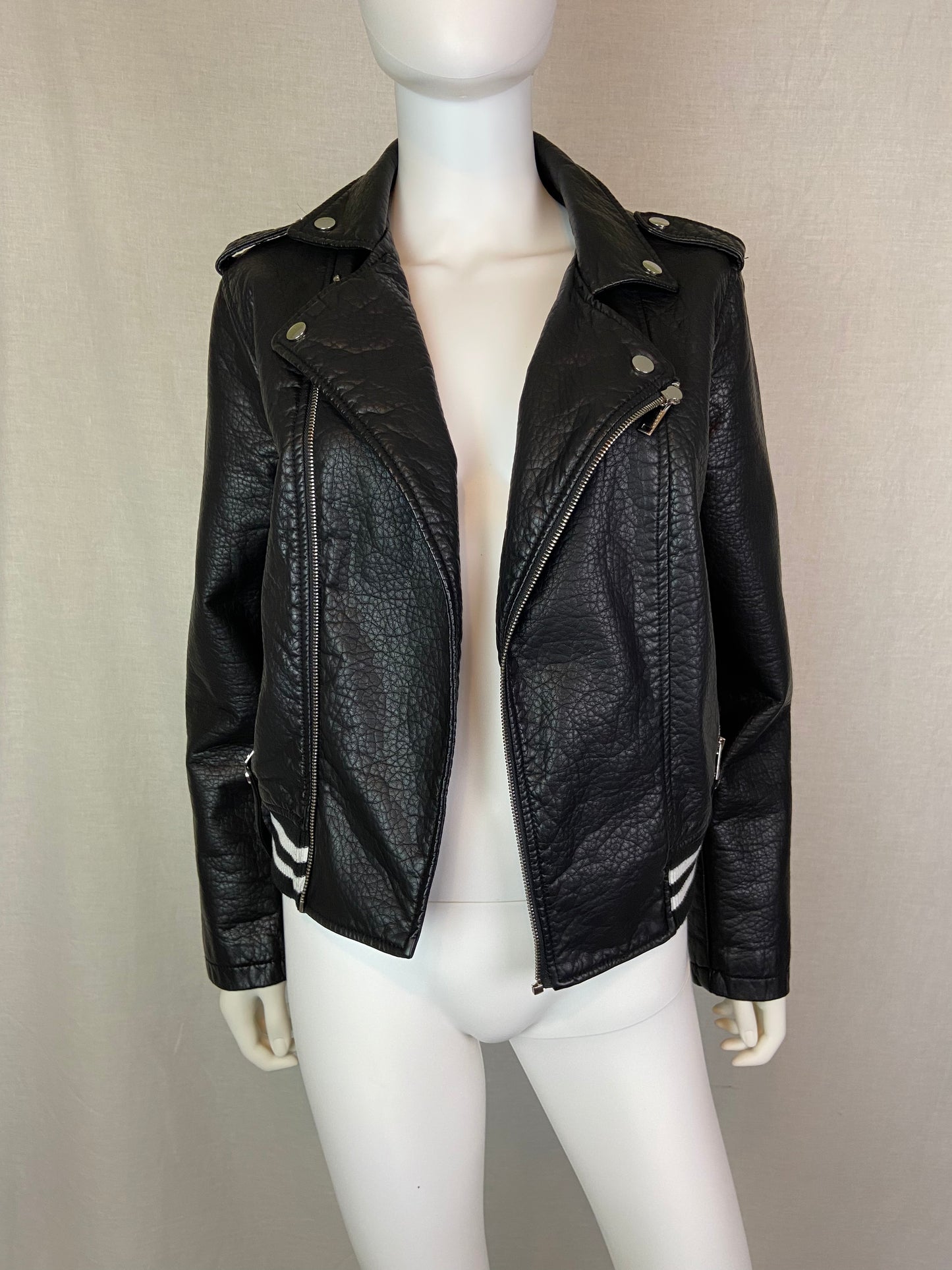 Black Faux Leather Motorcycle Jacket JR L ABBY ESSIE STUDIOS