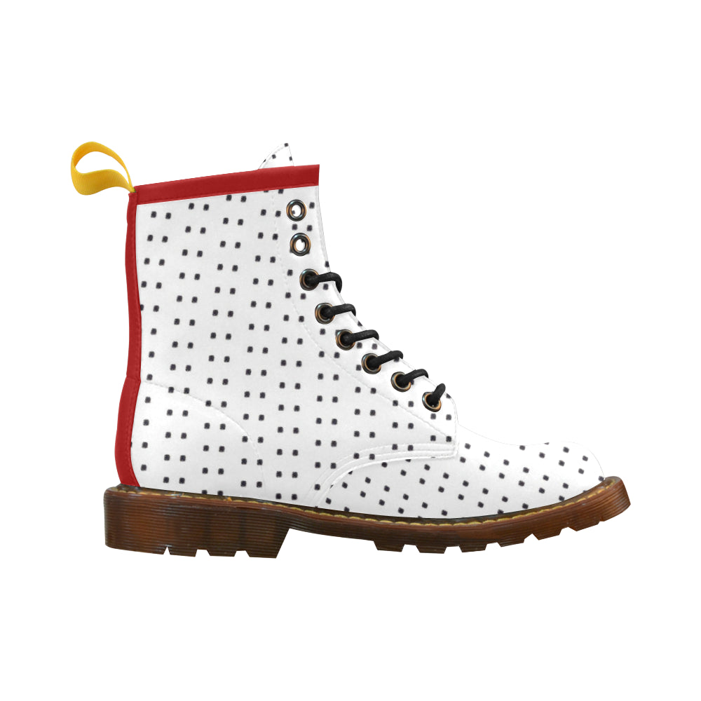 Fabric57 polka dots black white large panel crop 5 High Grade PU Leather Martin Boots For Women Model 402H e-joyer