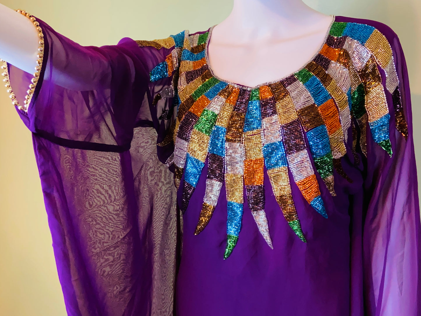 Regal Beaded Purple Kaftan Caftan Mu Mu ABBY ESSIE Designer & Vintage