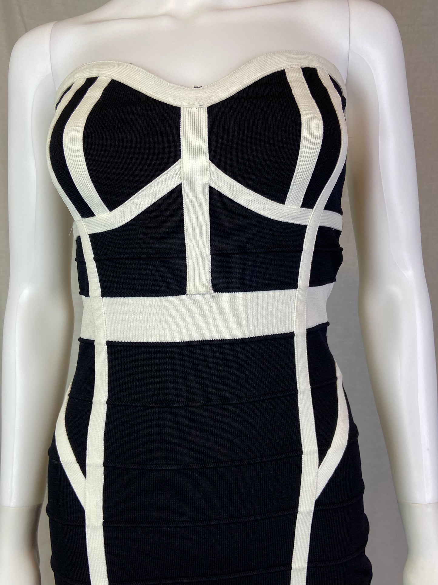 Forever 21 Black White Stretch Cocktail Bandage Mini Dress ABBY ESSIE STUDIOS