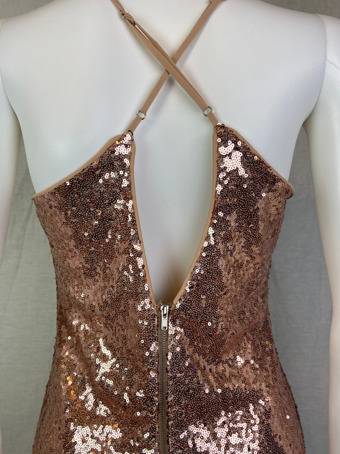 Forever 21 Champagne Gold Sequin Cocktail Shorts Romper ABBY ESSIE STUDIOS