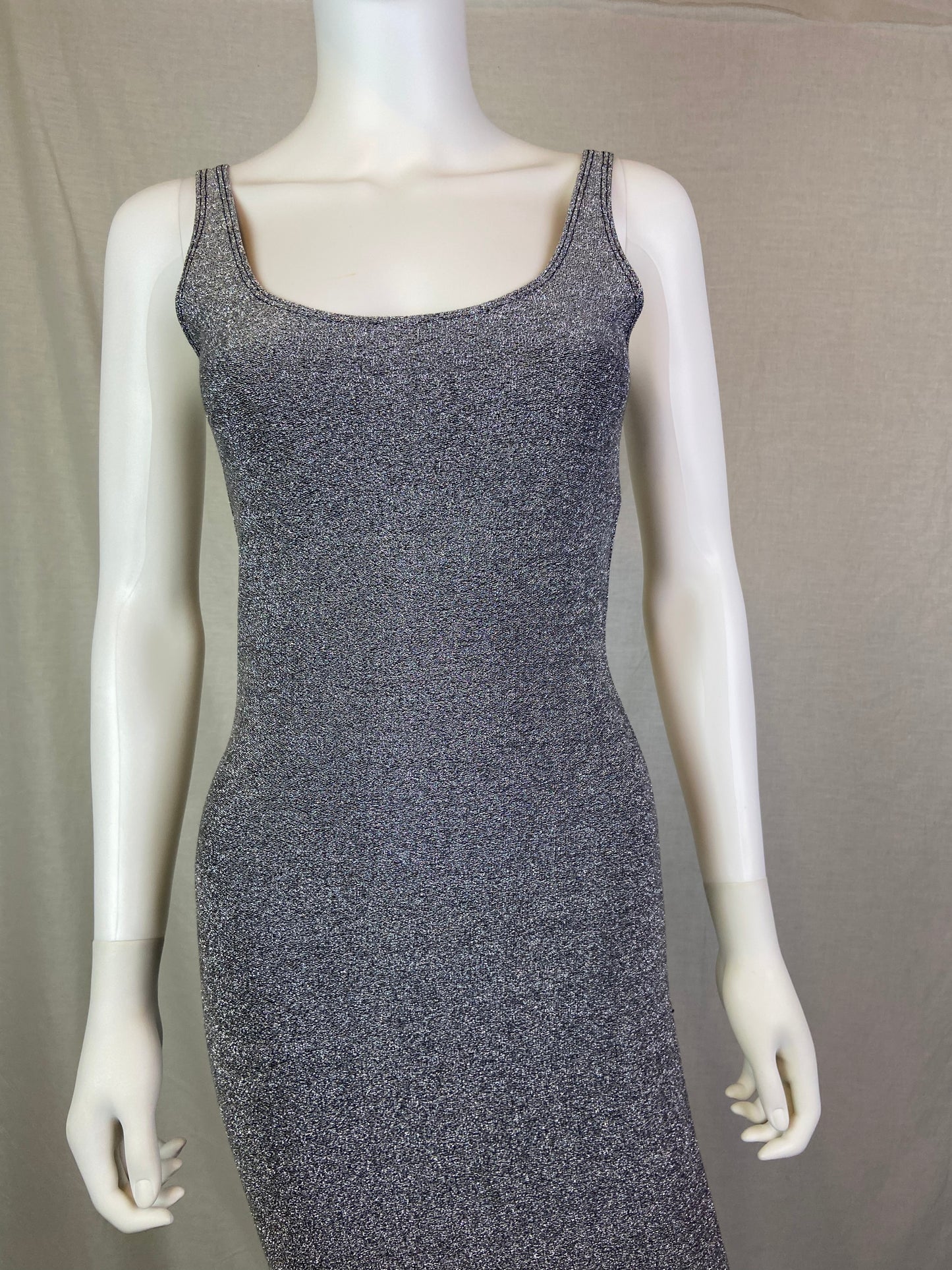 Forever 21 Silver Glitter Stretch Tank Cocktail Dress NWT ABBY ESSIE STUDIOS