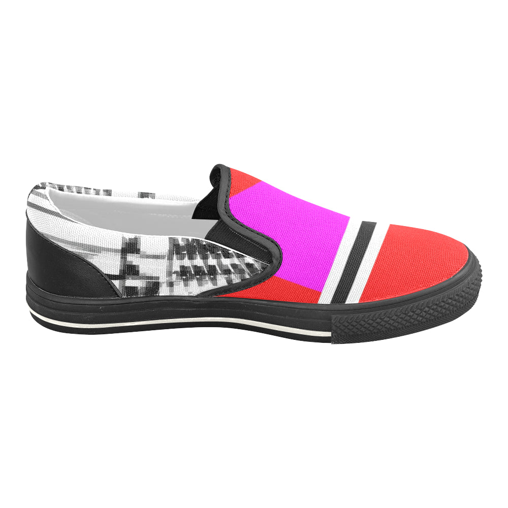 7 IMG_3845.JPG 2 white black border Women's Slip-on Canvas Shoes/Large Size (Model 019) e-joyer