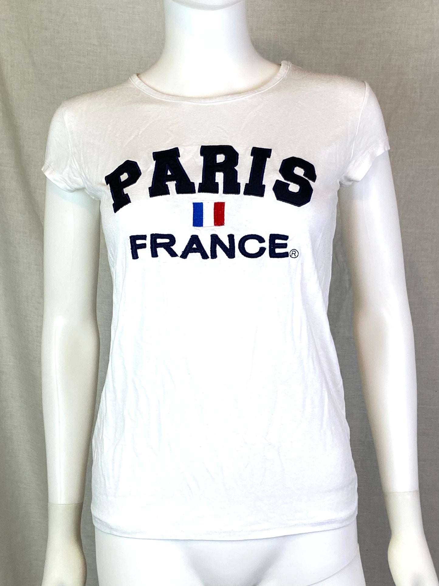 Distressed White PARIS FRANCE Flag Tee