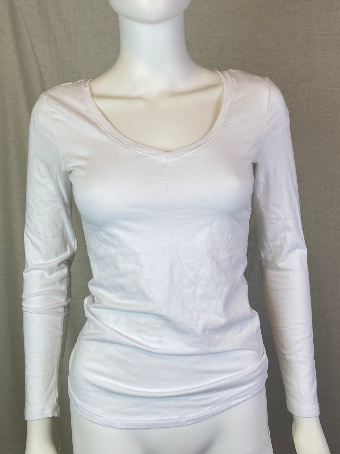Planet Gold White Plunge Neck V neck Tee Top ABBY ESSIE STUDIOS