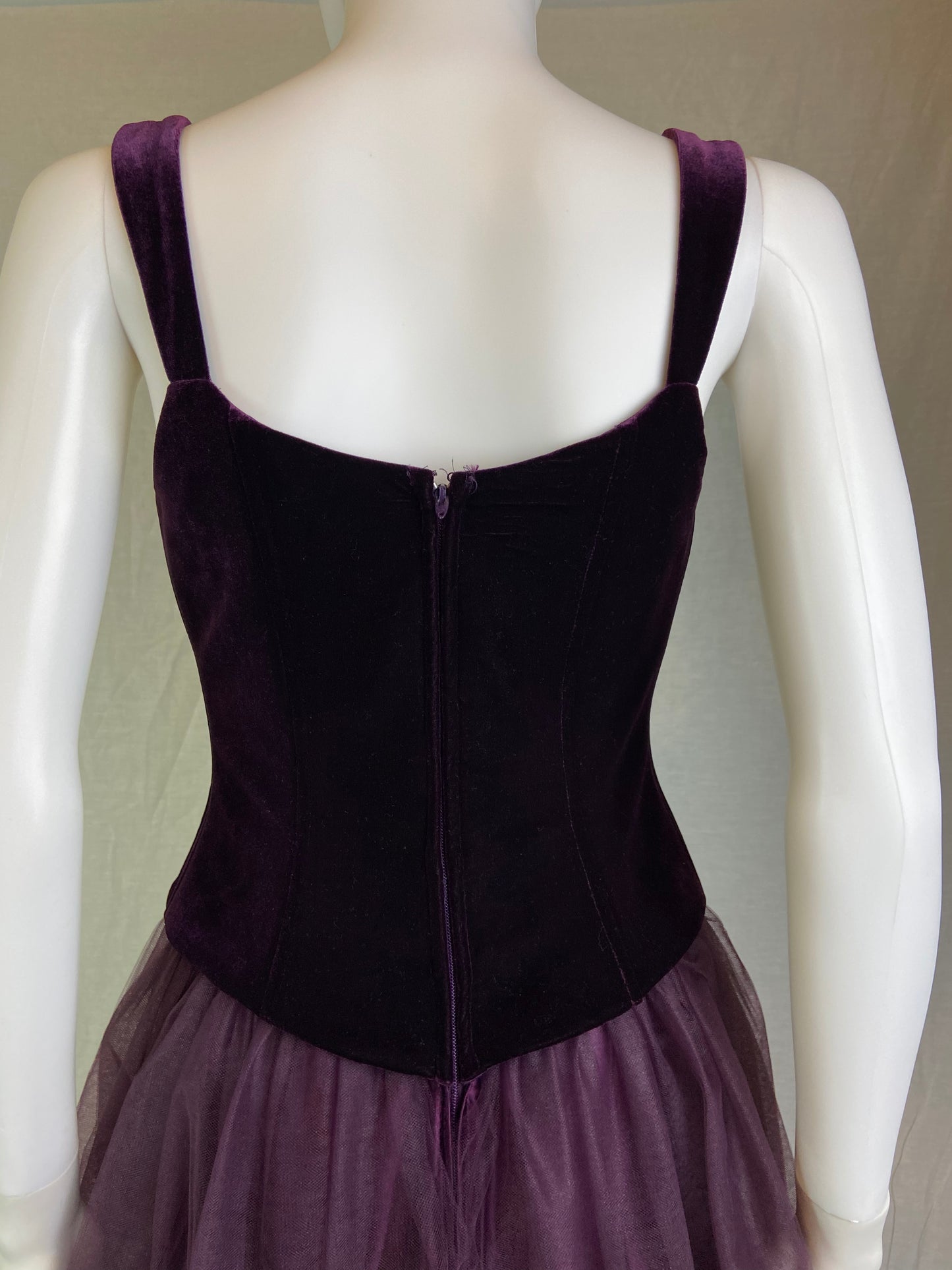Michelangelo Purple Velvet Rhinestone Taffetta Victorian Gown ABBY ESSIE STUDIOS