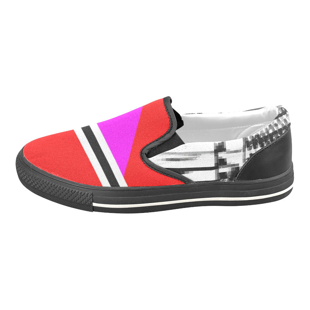 7 IMG_3845.JPG 2 white black border Women's Slip-on Canvas Shoes/Large Size (Model 019) e-joyer