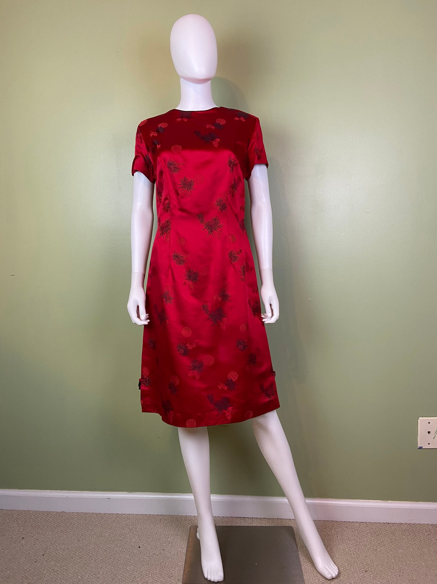 VIntage Hope Brothers Bespoke Red Satin Suit Dress SUGA LANE