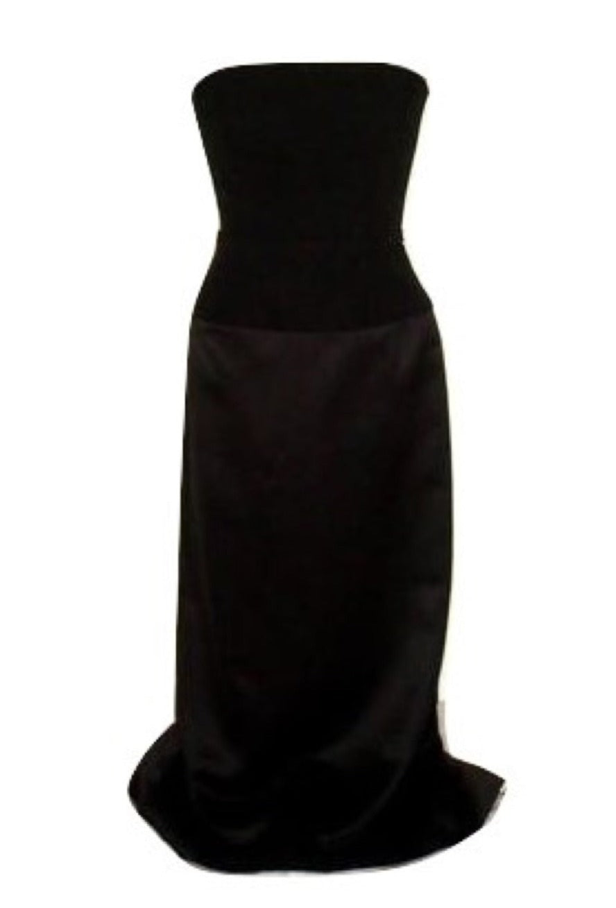 Jim Hjelm Occasions – Black Satin & Crepe Strapless Gown Abby Essie