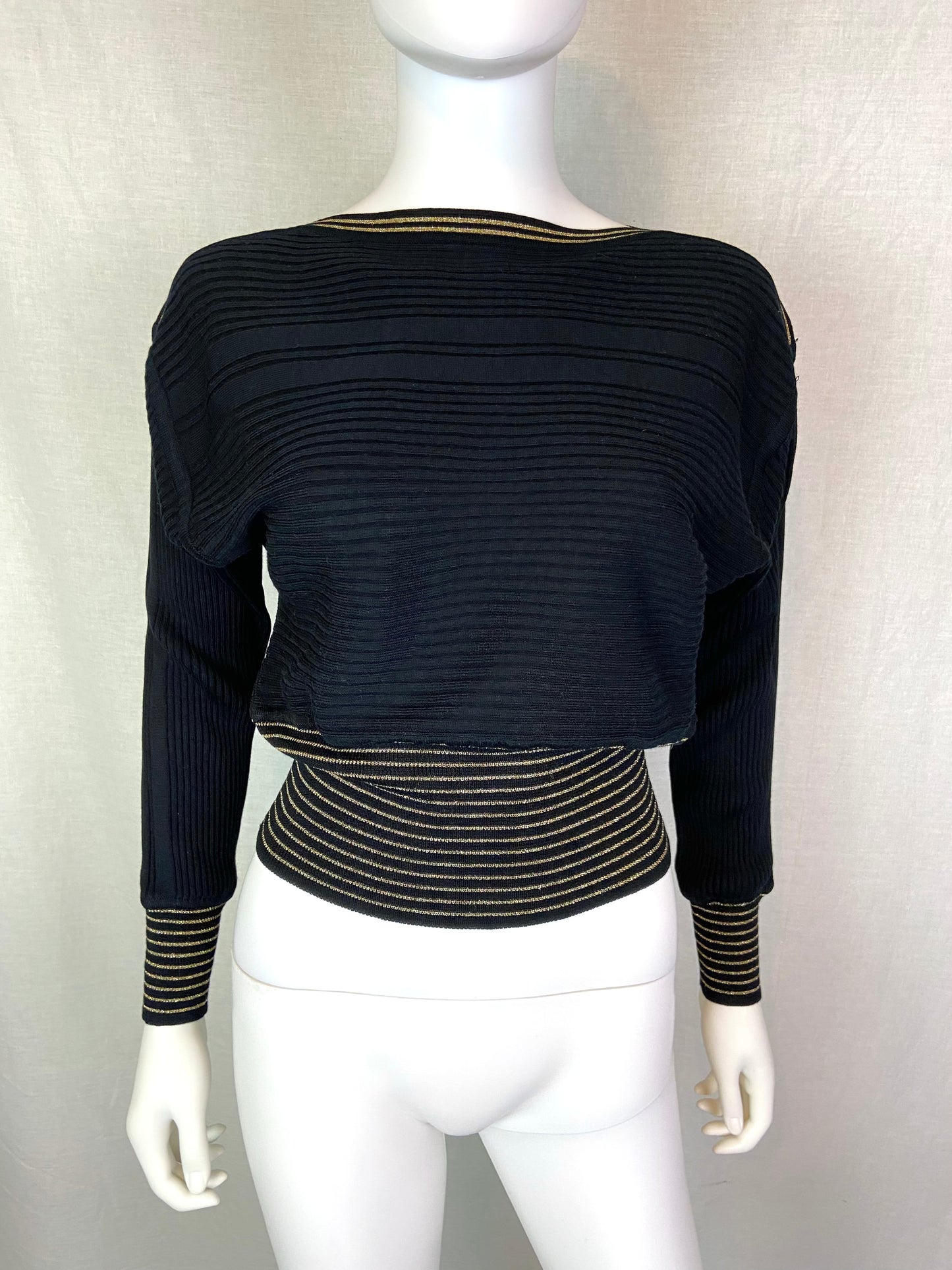 Black Gold Striped Sweater S/ M