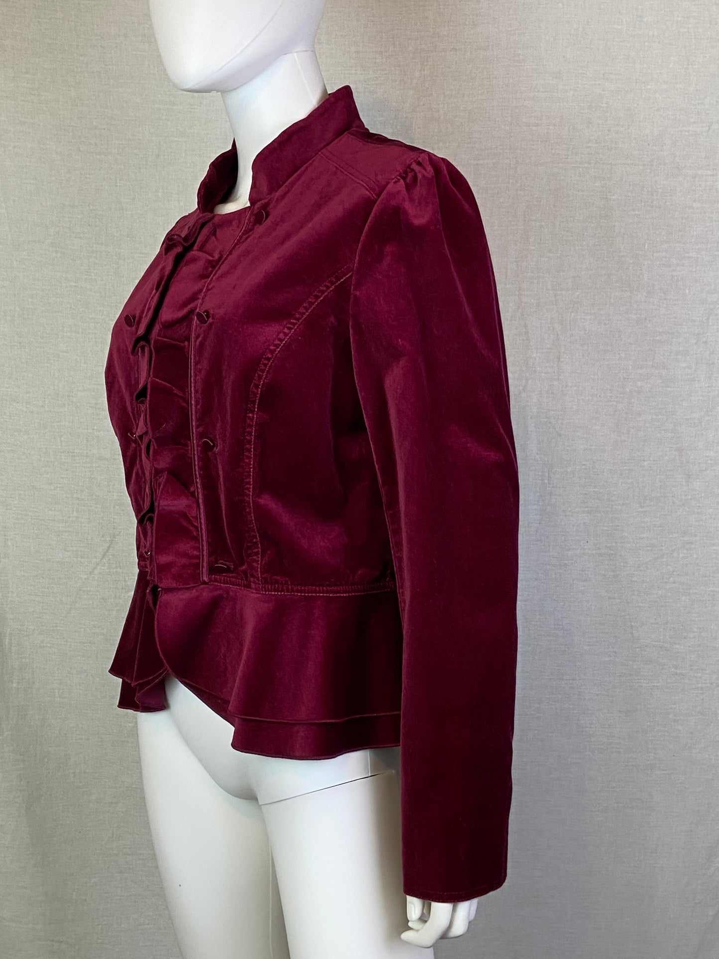 White House Black Market Burgundy Red Velvet Victorian Jacket