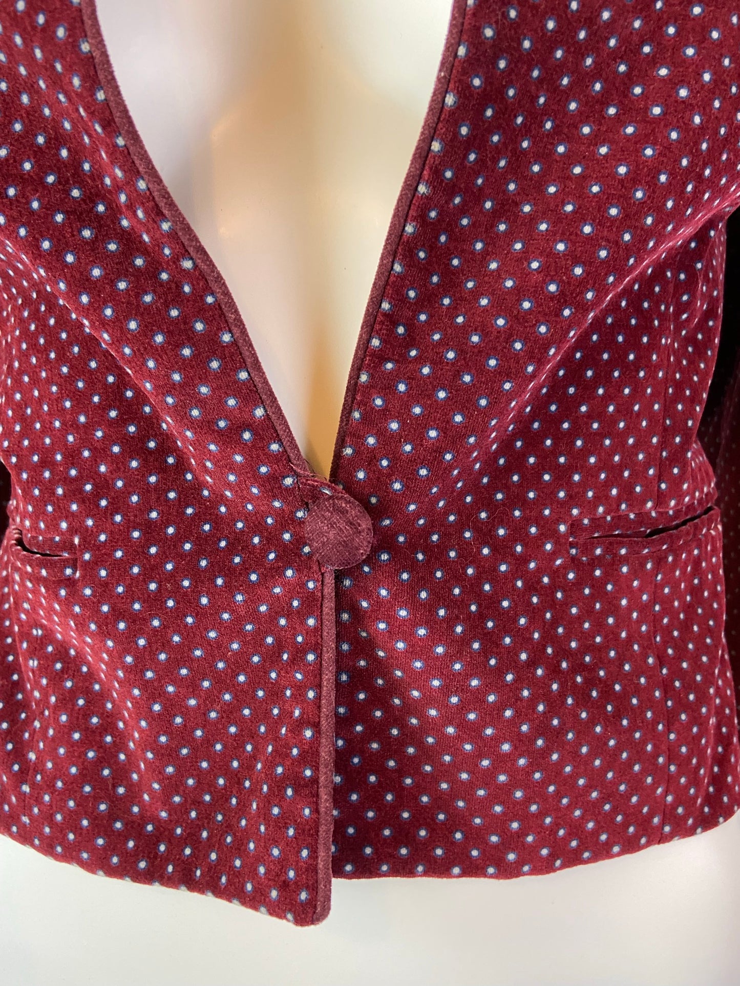 Vind De Casa Burgundy Red Velvet Polka Dot Jacket ABBY ESSIE STUDIOS