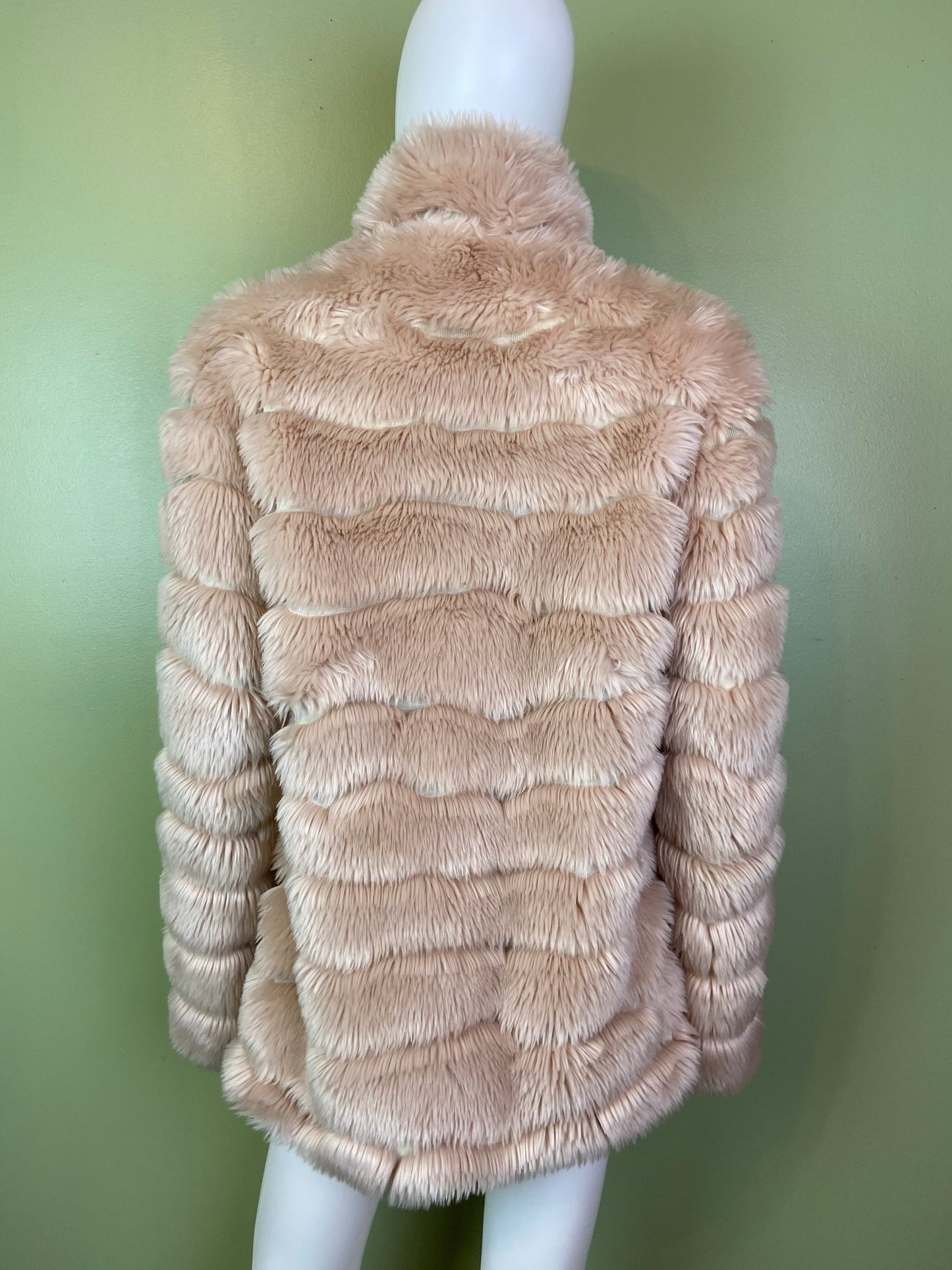 INC Blush Beige Faux Fur Coat ABBY ESSIE Designer & Vintage
