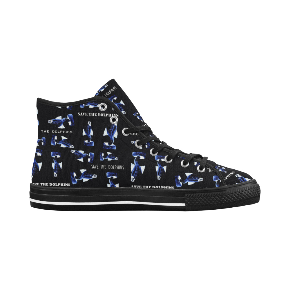 Fabric59 save the dolphins black panel 3 mb Vancouver H Women's Canvas Shoes (1013-1) e-joyer