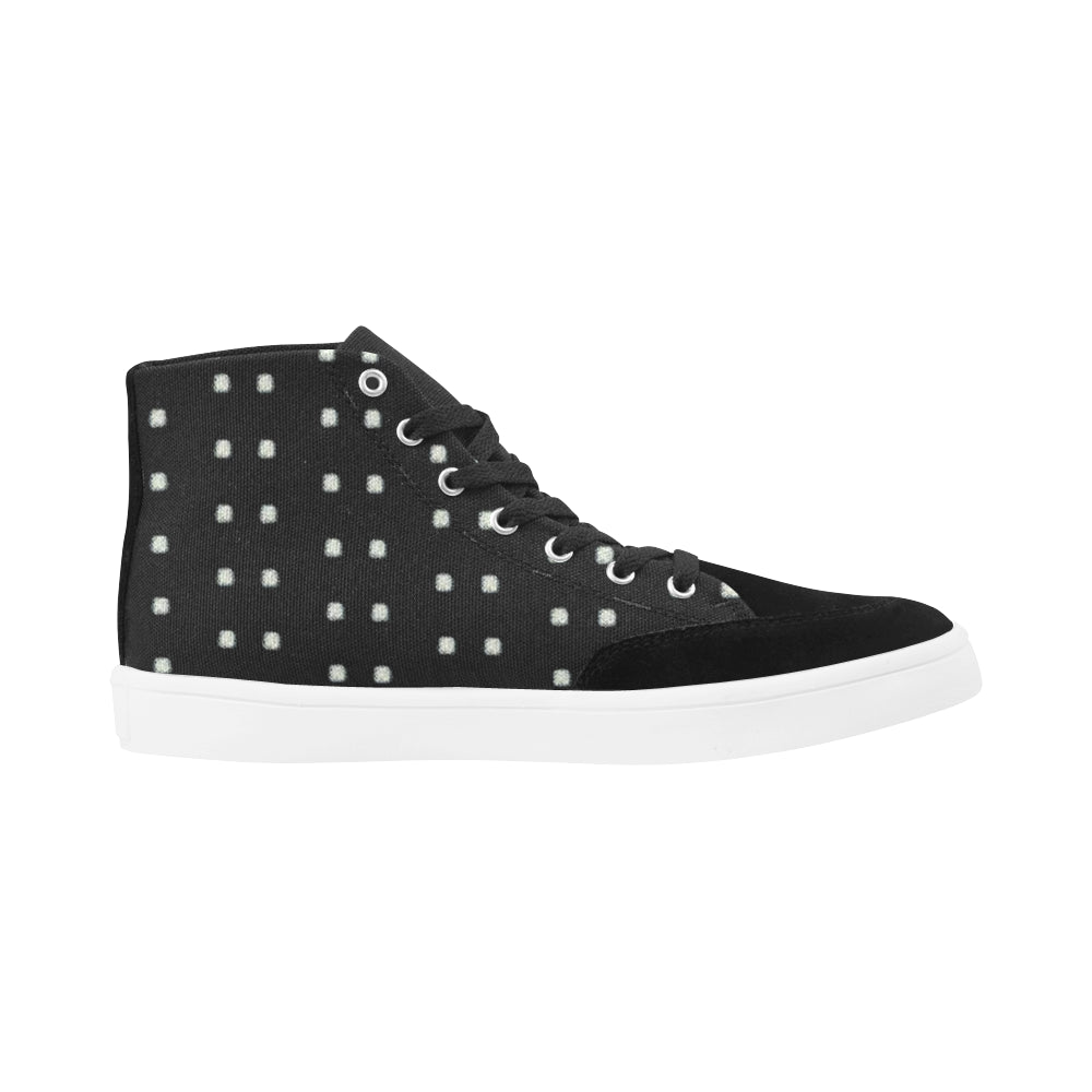 Suede High Top black bling polka dot Herdsman High Top Shoes for Women (Model 038) e-joyer