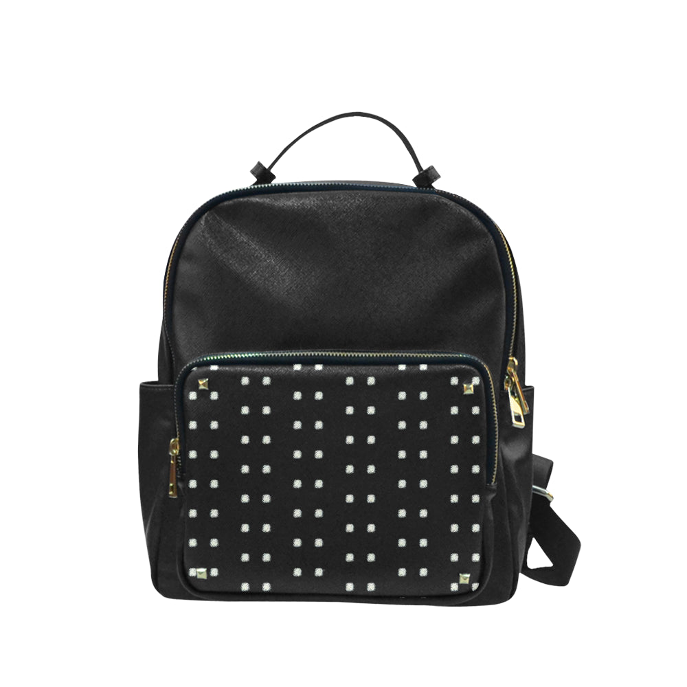 Polka Stripe Coed Leather Backpack e-joyer