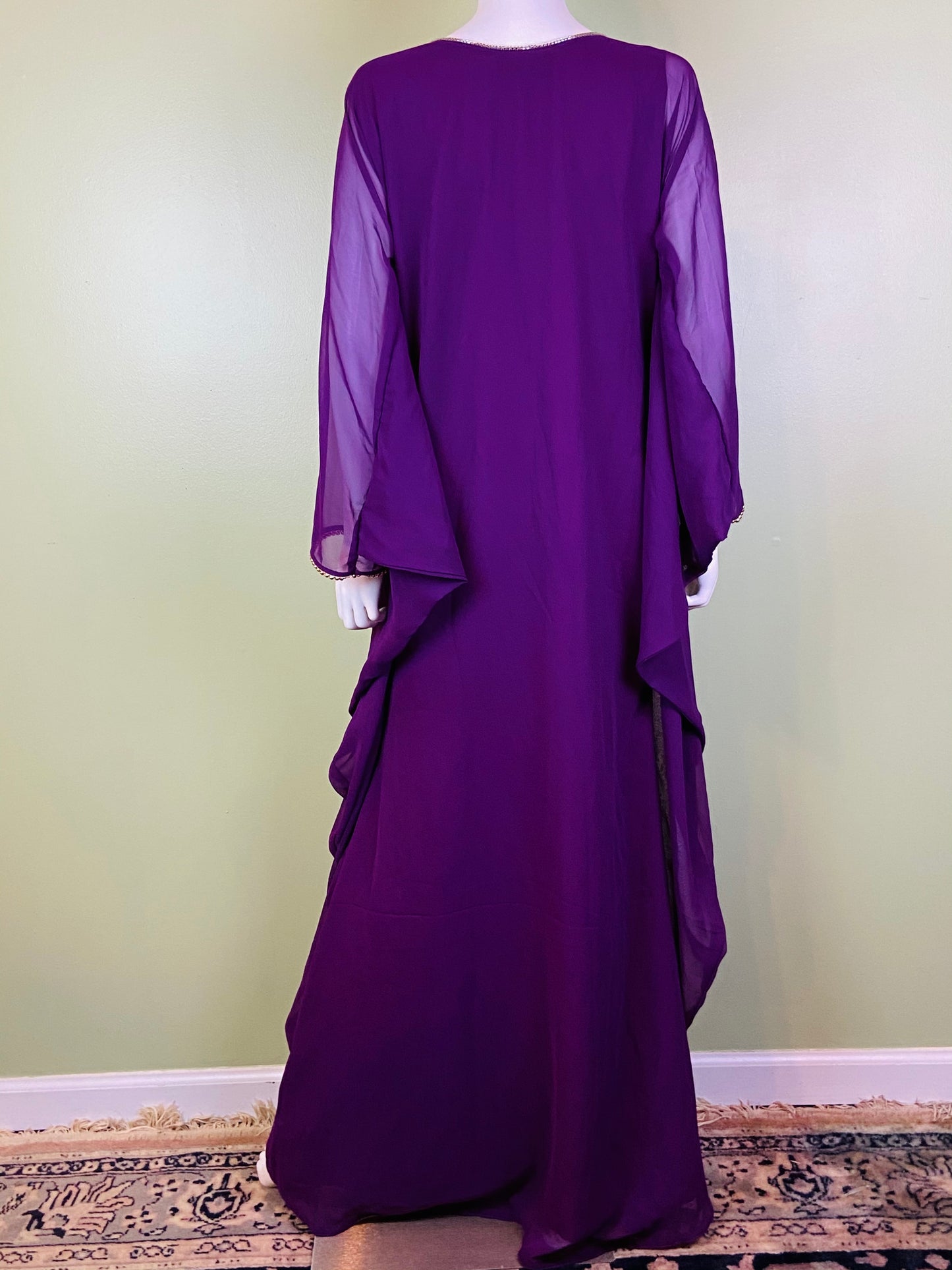 Regal Beaded Purple Kaftan Caftan Mu Mu ABBY ESSIE Designer & Vintage