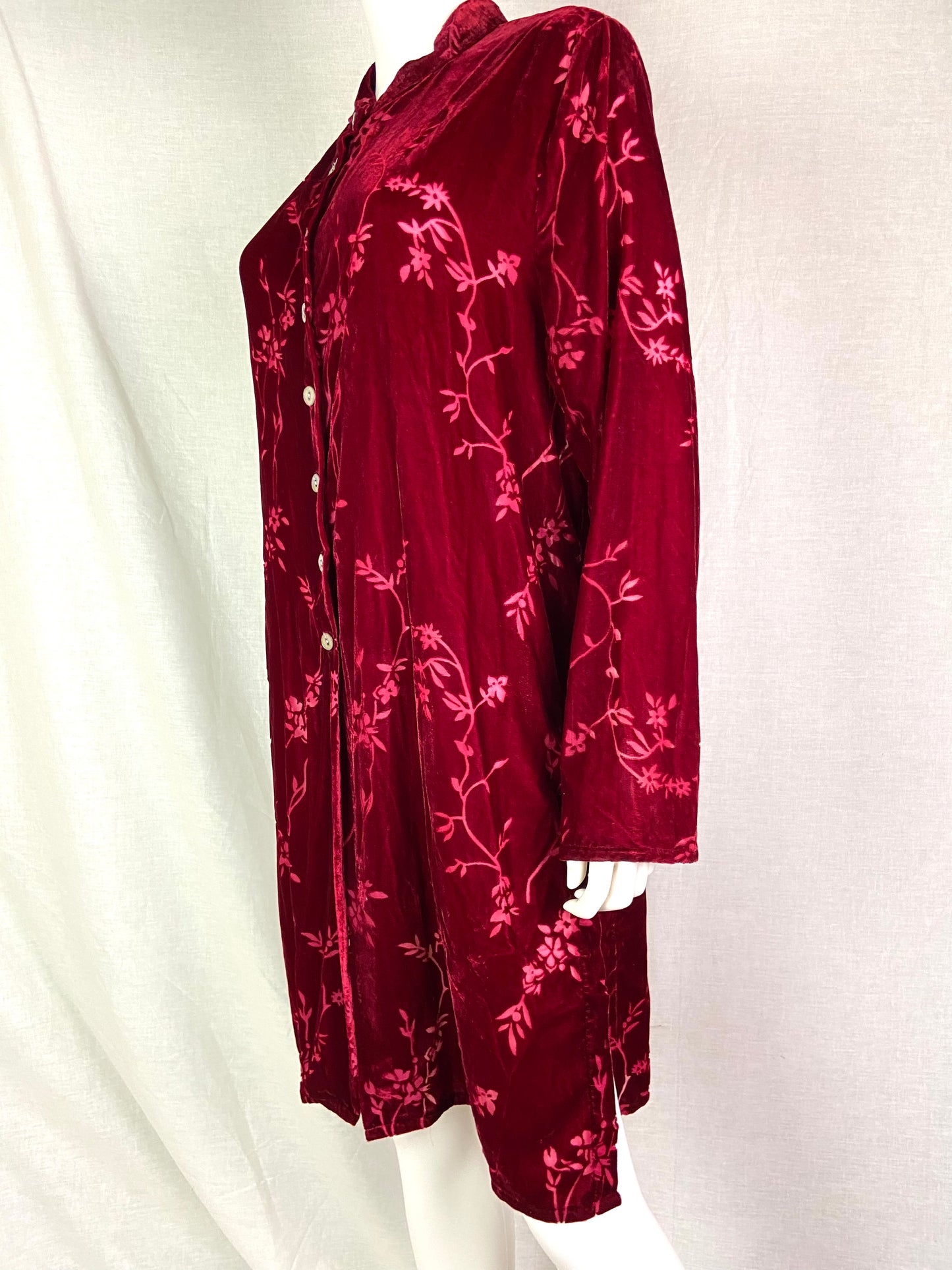 Victorian Red Velvet Floral Burnout Coat