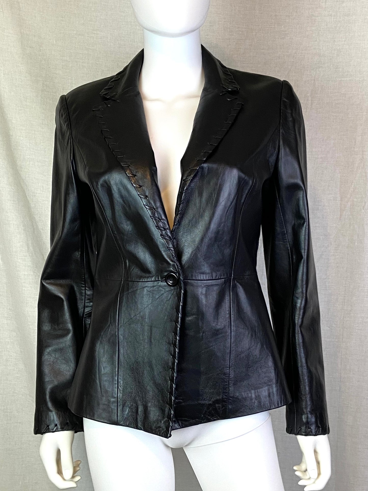 Cache Black Leather Blazer Jacket